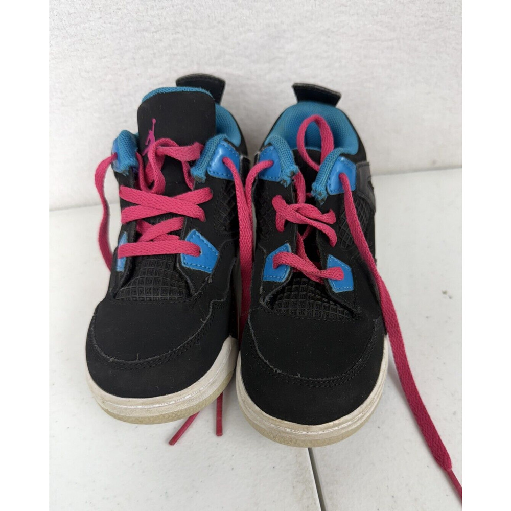 Nike Air Jordan 4 Retro Dynamic Blue‎ Black Pink Toddler Shoes 308500-019 Sz 10C